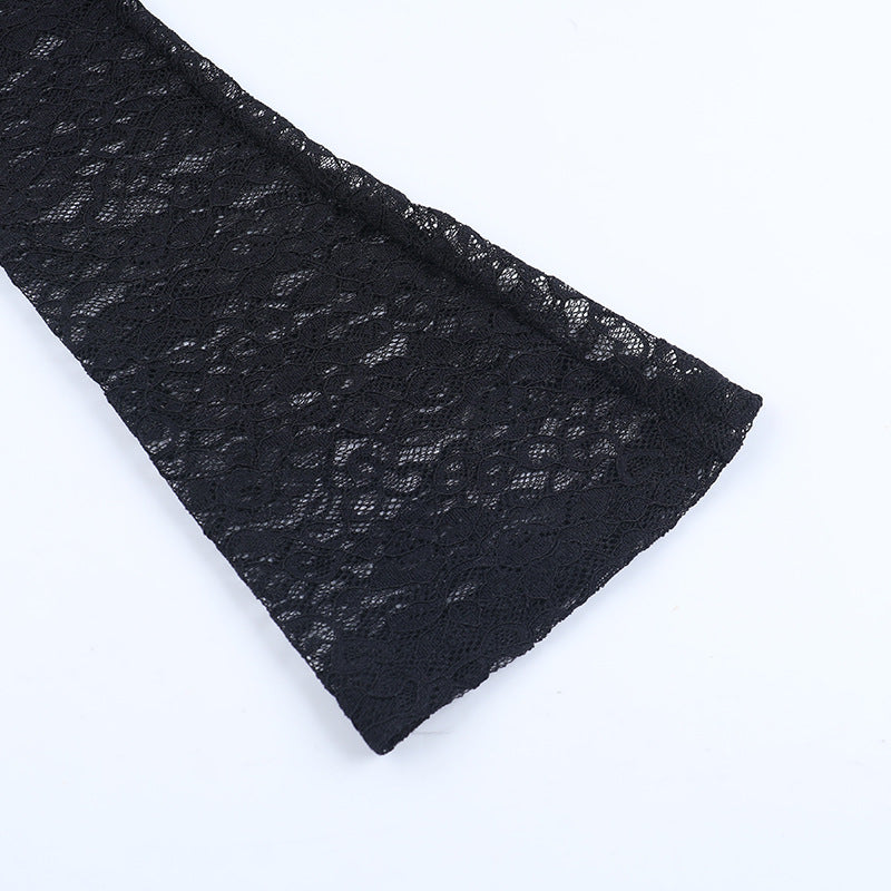 Long sleeve hollow out lace see through cut out top  | Festival Outfits Women