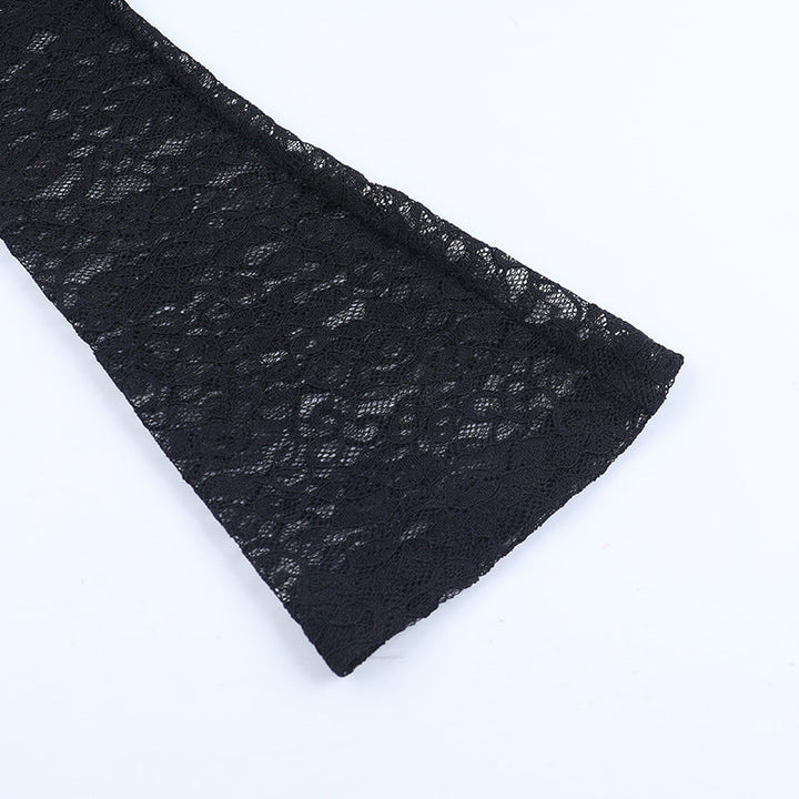 Long sleeve hollow out lace see through cut out top  | Festival Outfits Women