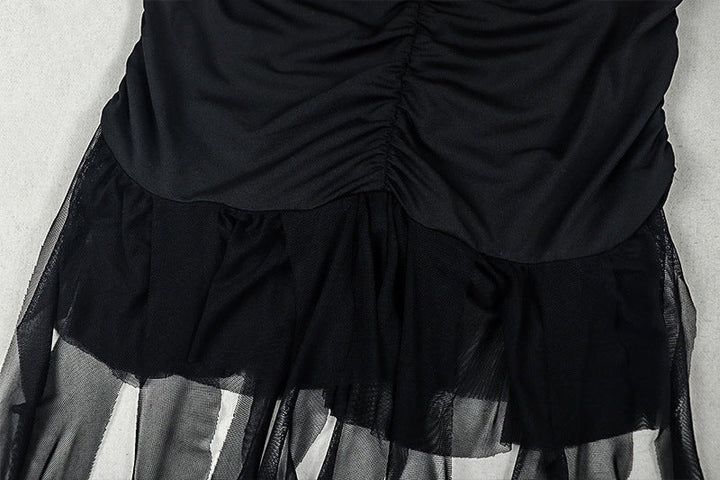 Halter self tie v neck ruched mini dress  | Festival Outfits Women