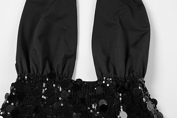 Halter glitter backless square neck mini dress  | Festival Outfits Women