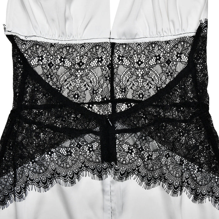 Halter self tie v neck lace zip-up mini dress  | Festival Outfits Women