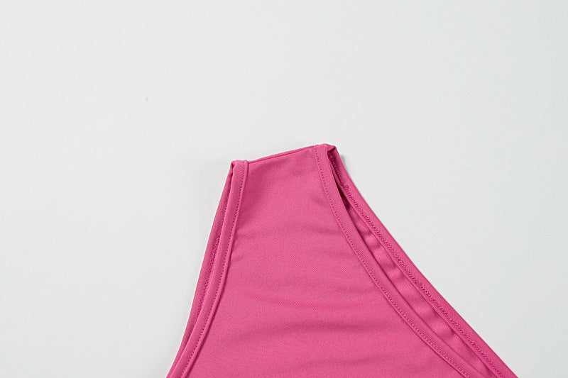 One shoulder irregular flower applique slit midi skirt set  | Festival Outfits Women