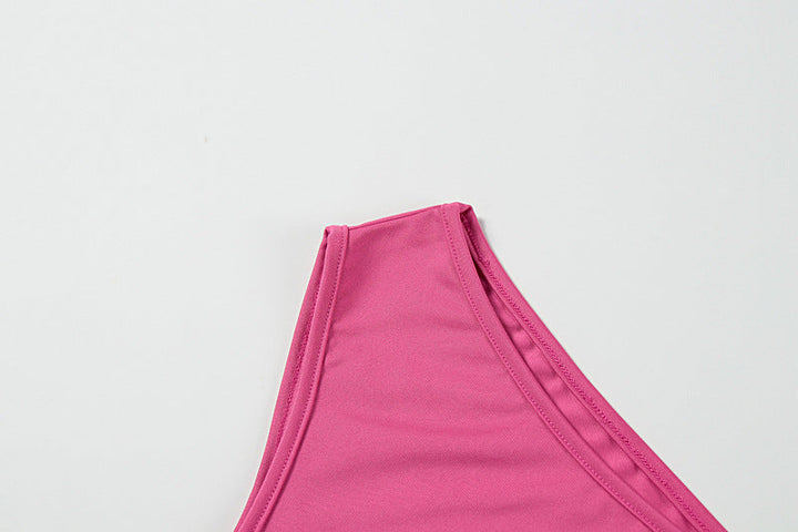 One shoulder irregular flower applique slit midi skirt set  | Festival Outfits Women