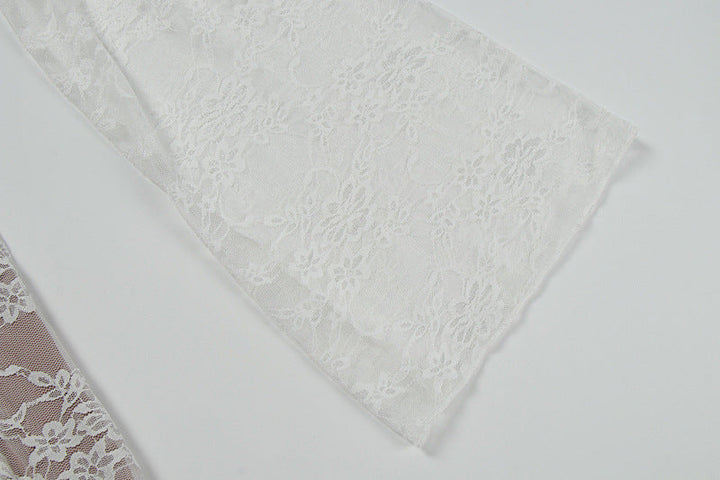 Long sleeve v neck lace patchwork mini dress  | Festival Outfits Women