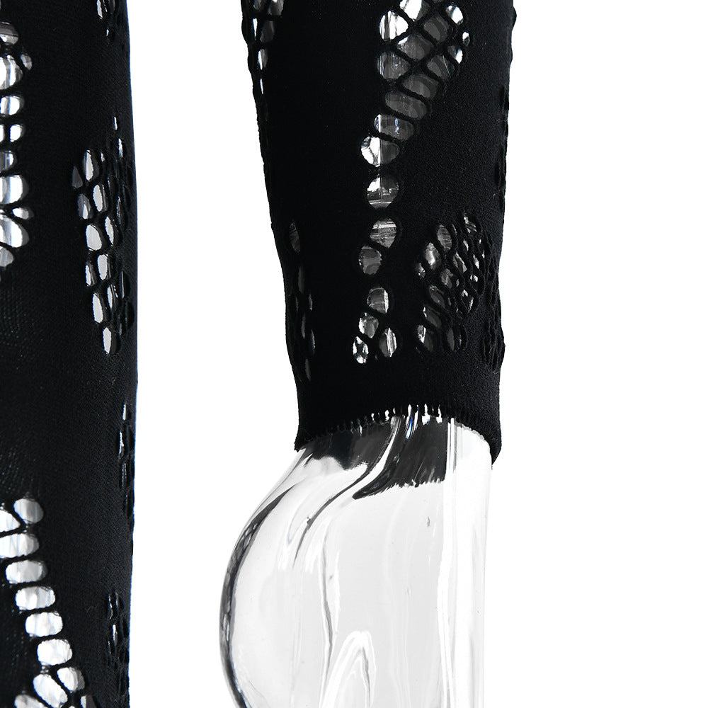 Long sleeve hollow out see through solid jumpsuit  | Festival Outfits Women