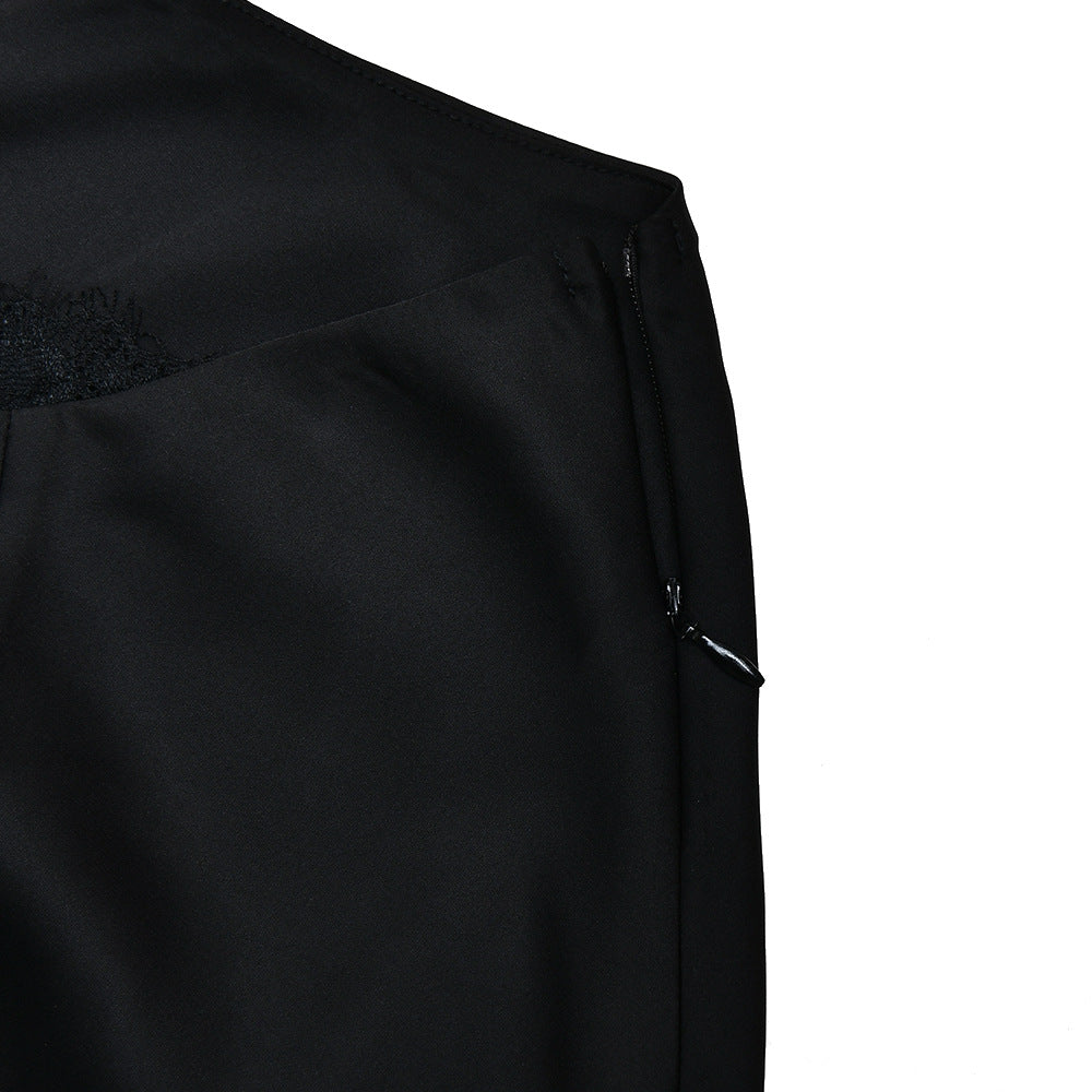 Lace hem zip-up backless tube maxi dress  | Festival Outfits Women