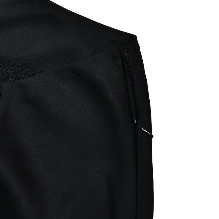 Lace hem zip-up backless tube maxi dress  | Festival Outfits Women