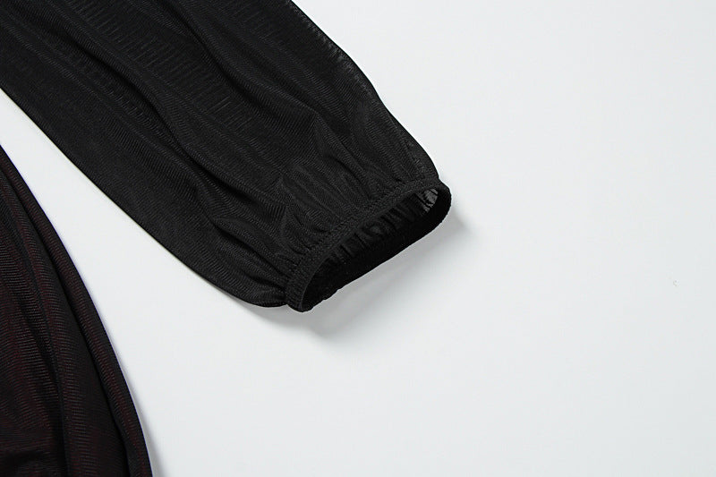 U neck long sleeve mesh slit midi dress  | Festival Outfits Women