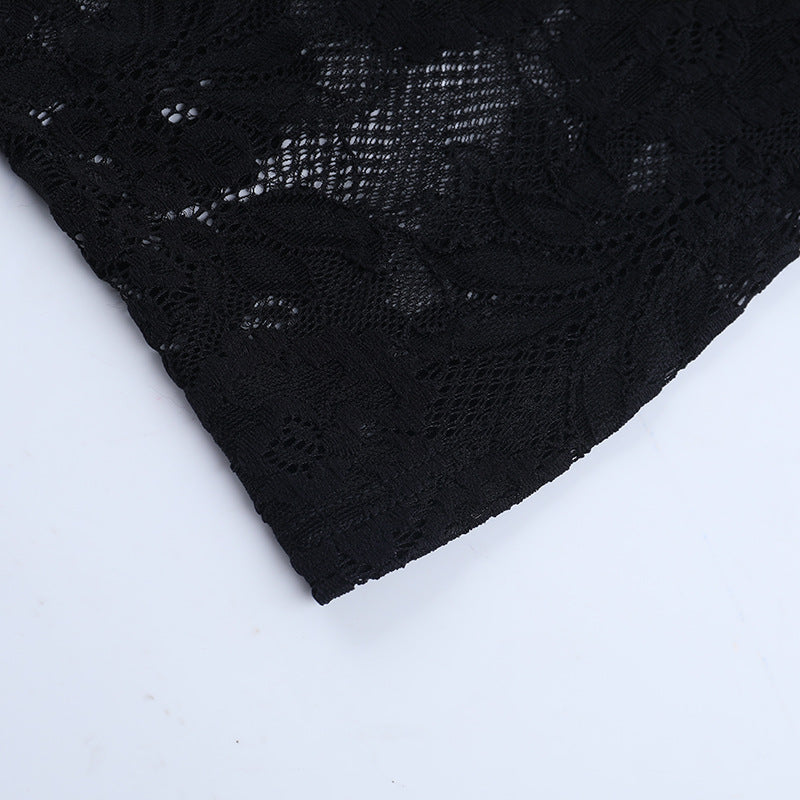Self tie hollow out long sleeve lace solid cut out top  | Festival Outfits Women