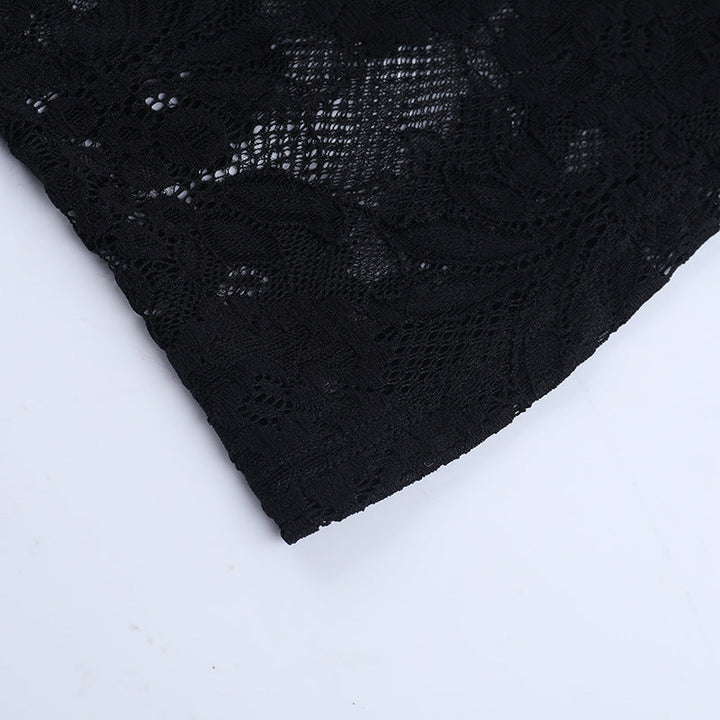 Self tie hollow out long sleeve lace solid cut out top  | Festival Outfits Women