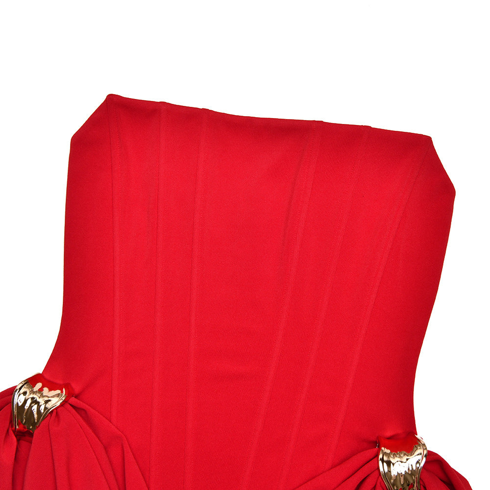 Corset backless ruched solid tube mini dress  | Festival Outfits Women