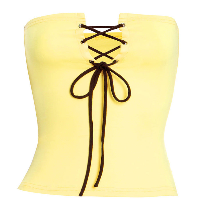 Self tie hollow out backless tube cut out top  | Festival Outfits Women