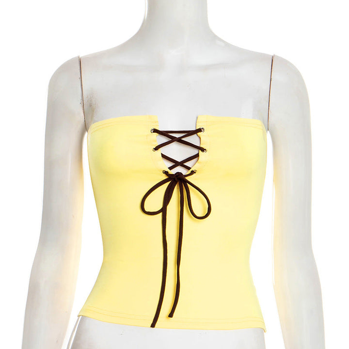 Self tie hollow out backless tube cut out top  | Festival Outfits Women