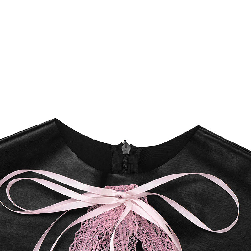 Crewneck bowknot zip-up sleeveless romper  | Festival Outfits Women