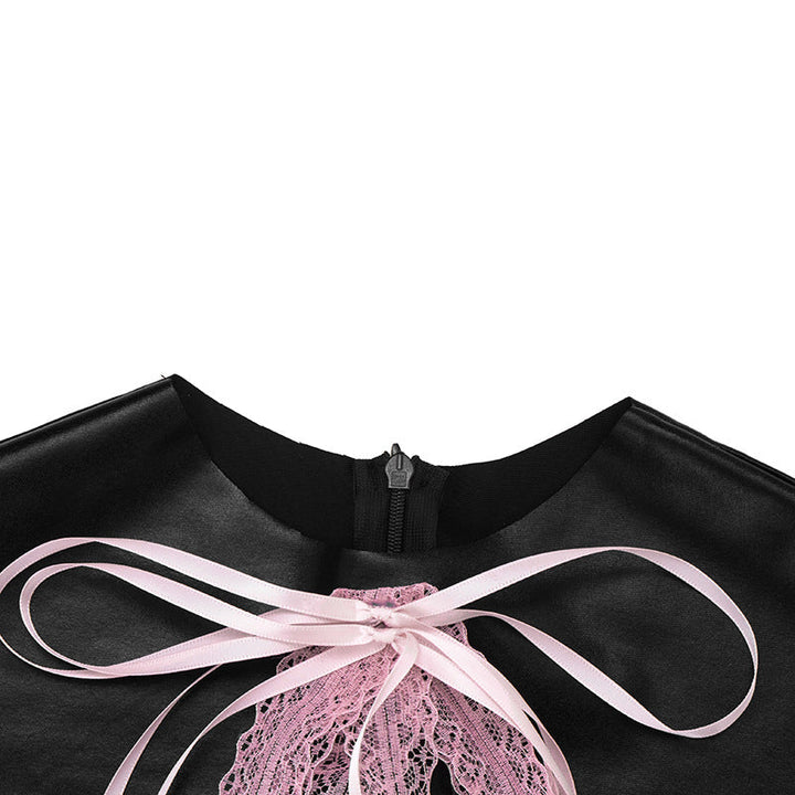 Crewneck bowknot zip-up sleeveless romper  | Festival Outfits Women