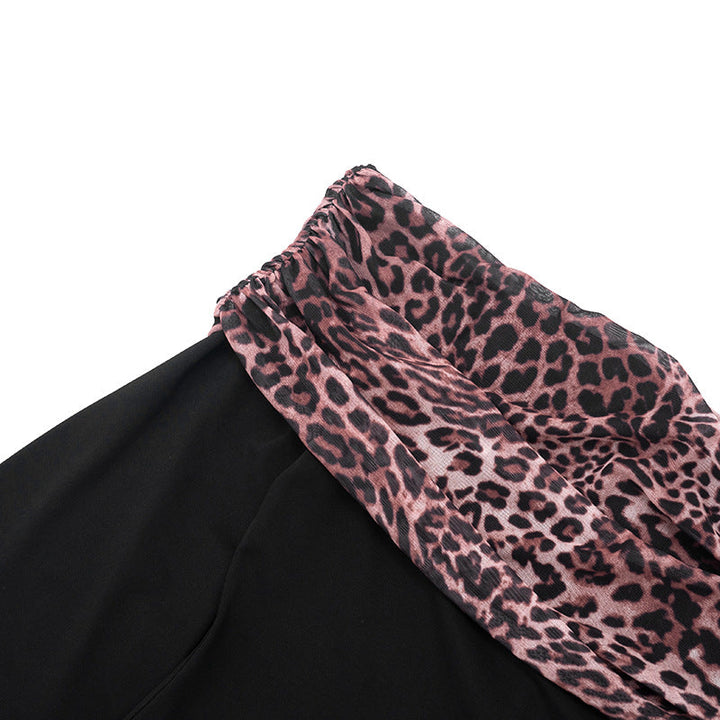 Long flared sleeve off shoulder leopard print romper  | Festival Outfits Women