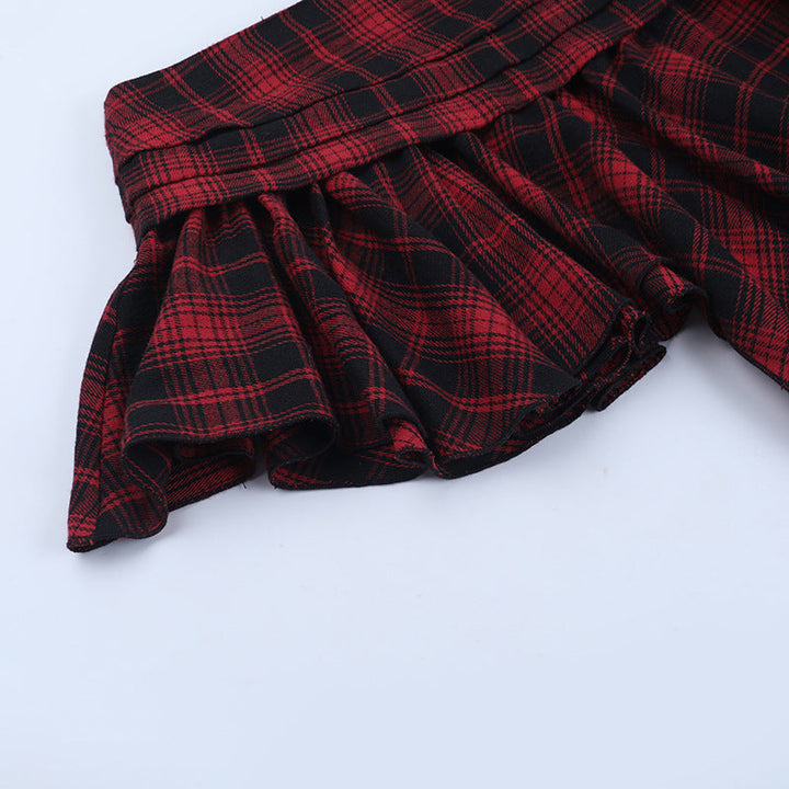 Plaid irregular A line contrast mini skirt  | Festival Outfits Women
