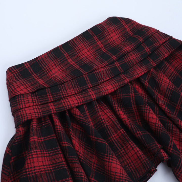 Plaid irregular A line contrast mini skirt  | Festival Outfits Women