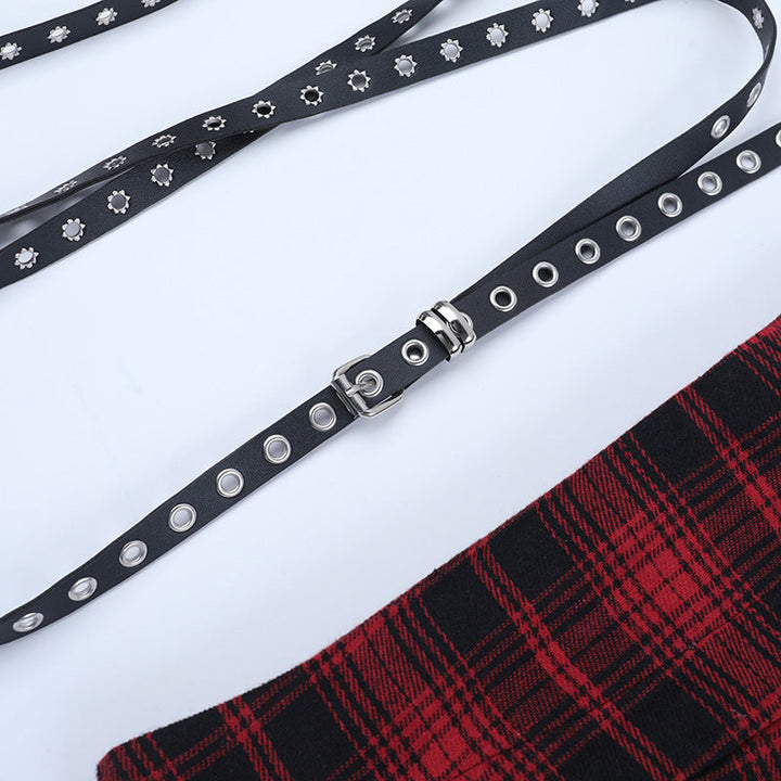 Plaid irregular A line contrast mini skirt  | Festival Outfits Women