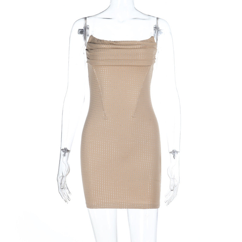 U neck ruched backless cami mini dress  | Festival Outfits Women