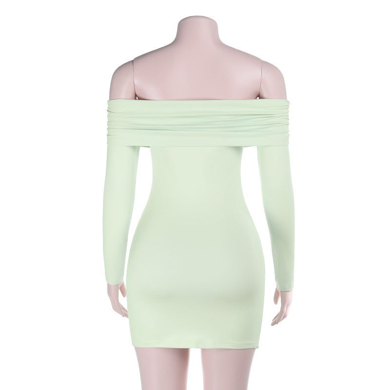 Off shoulder long sleeve ruched tube mini dress  | Festival Outfits Women