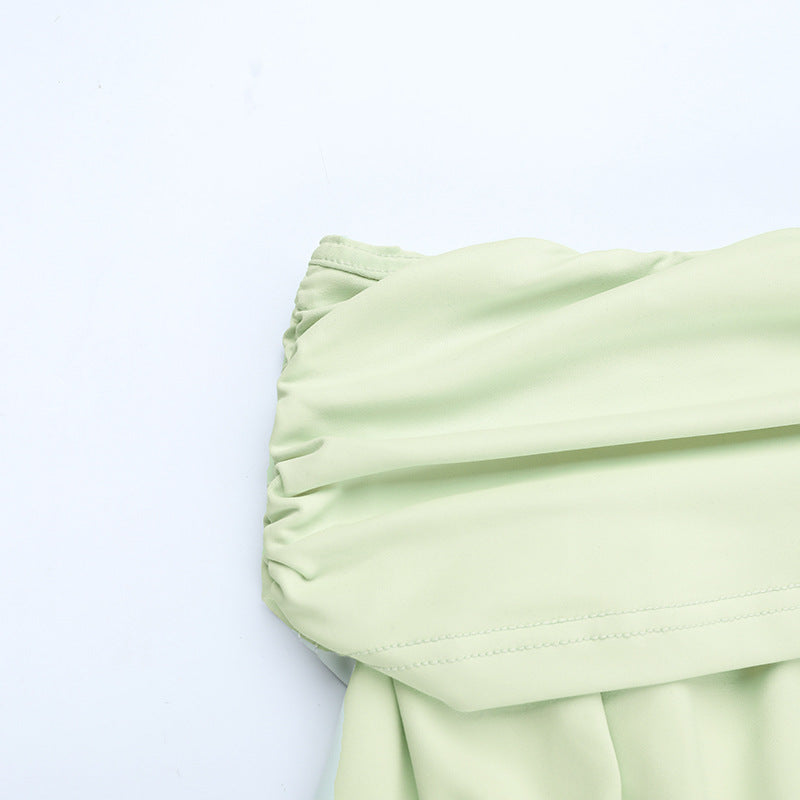 Off shoulder long sleeve ruched tube mini dress  | Festival Outfits Women