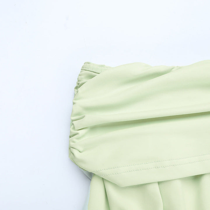 Off shoulder long sleeve ruched tube mini dress  | Festival Outfits Women