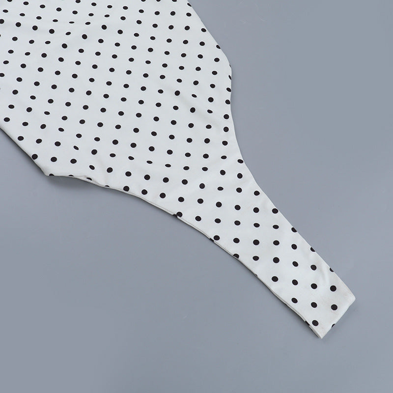 Polka dot u neck cross back backless cami bodysuit  | Festival Outfits Women