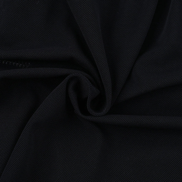 Long sleeve mesh zip-up crewneck solid top  | Festival Outfits Women