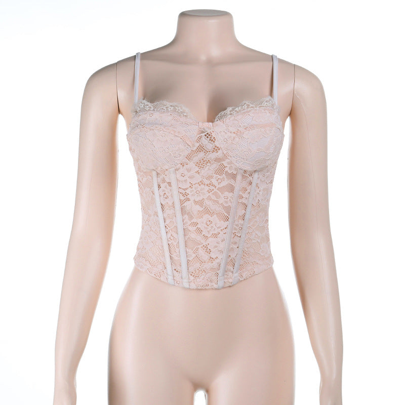 Lace corset v neck backless cami top  | Festival Outfits Women