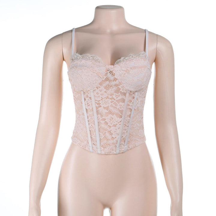 Lace corset v neck backless cami top  | Festival Outfits Women