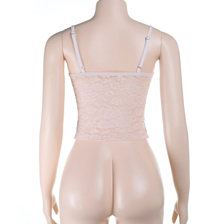 Lace corset v neck backless cami top  | Festival Outfits Women