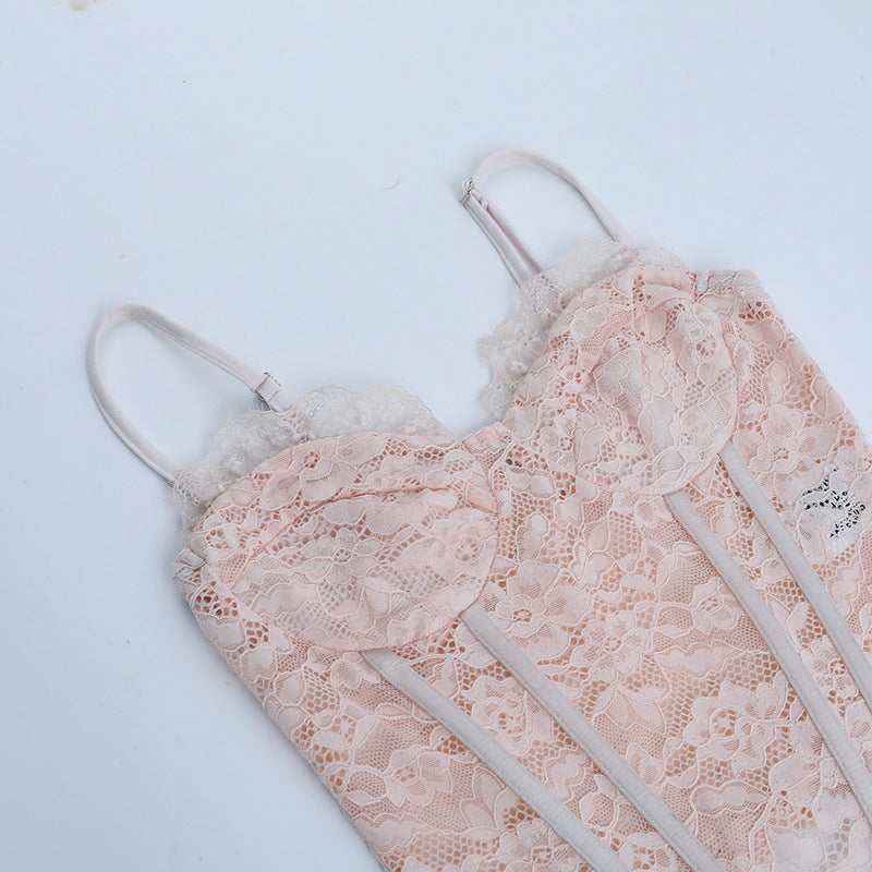 Lace corset v neck backless cami top  | Festival Outfits Women