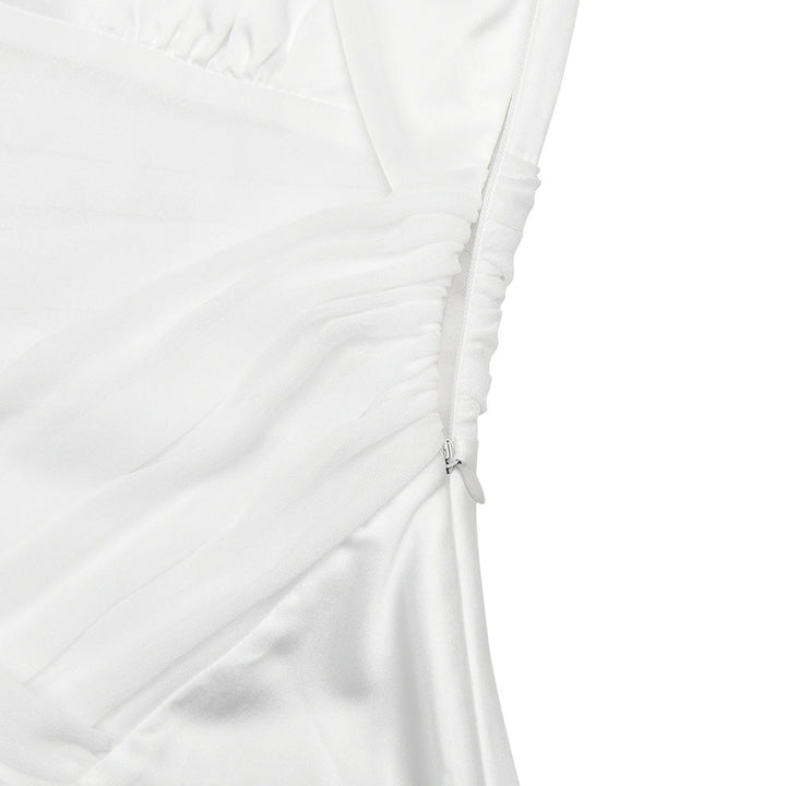 Beaded v neck zip-up satin backless maxi dress  | Festival Outfits Women