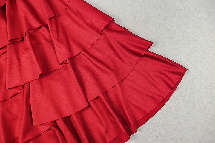 Cowl neck halter ruffle slit irregular maxi dress  | Festival Outfits Women