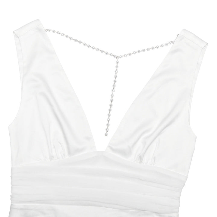 Beaded v neck zip-up satin backless maxi dress  | Festival Outfits Women