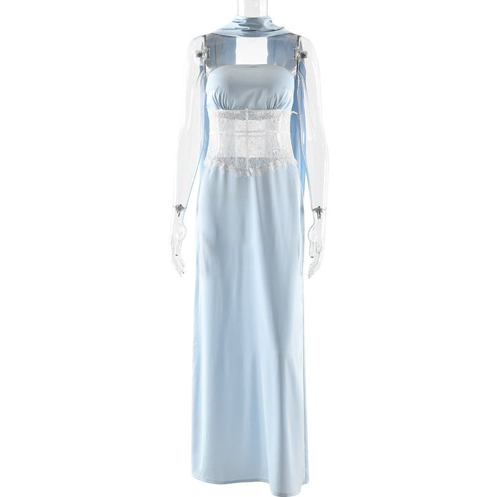 Lace patchwork backless tube maxi dress  | Festival Outfits Women