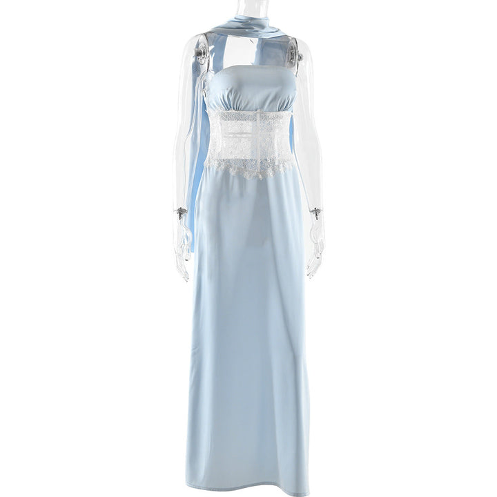 Lace patchwork backless tube maxi dress  | Festival Outfits Women