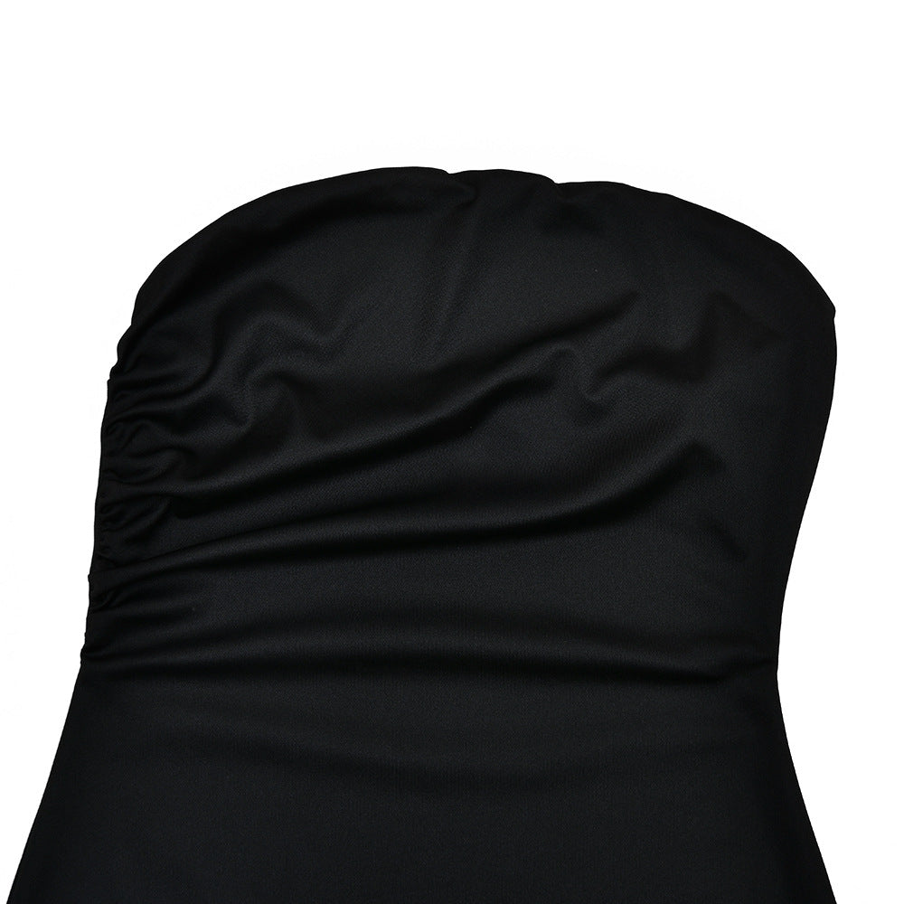 High neck lace ruched irregular 2 piece mini dress  | Festival Outfits Women