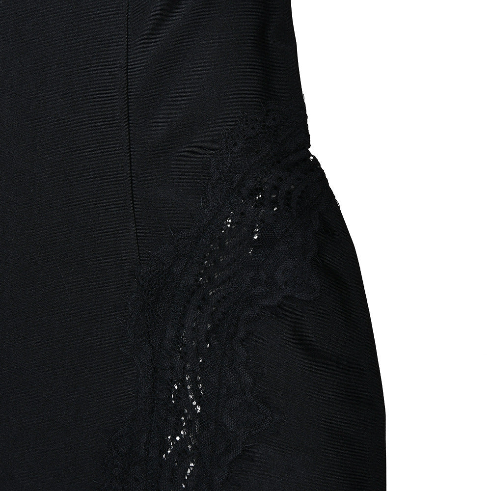 Lace hem v neck backless solid cami maxi dress  | Festival Outfits Women