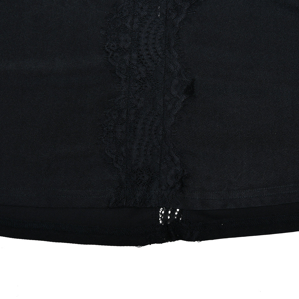 Lace hem v neck backless solid cami maxi dress  | Festival Outfits Women