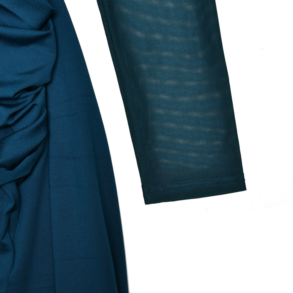 Crewneck long sleeve ruched mesh mini dress  | Festival Outfits Women