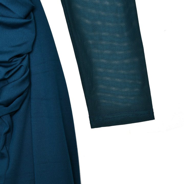 Crewneck long sleeve ruched mesh mini dress  | Festival Outfits Women