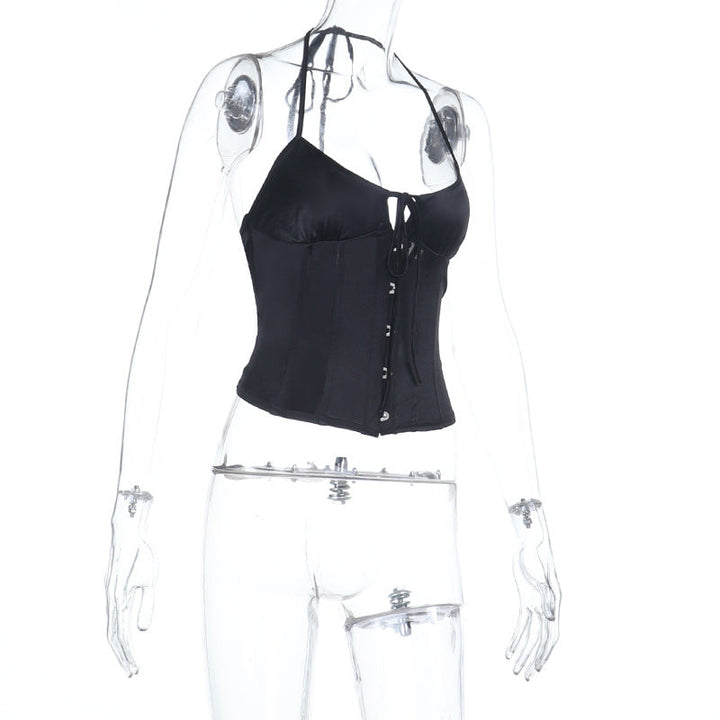 Halter self tie u neck backless button top  | Festival Outfits Women