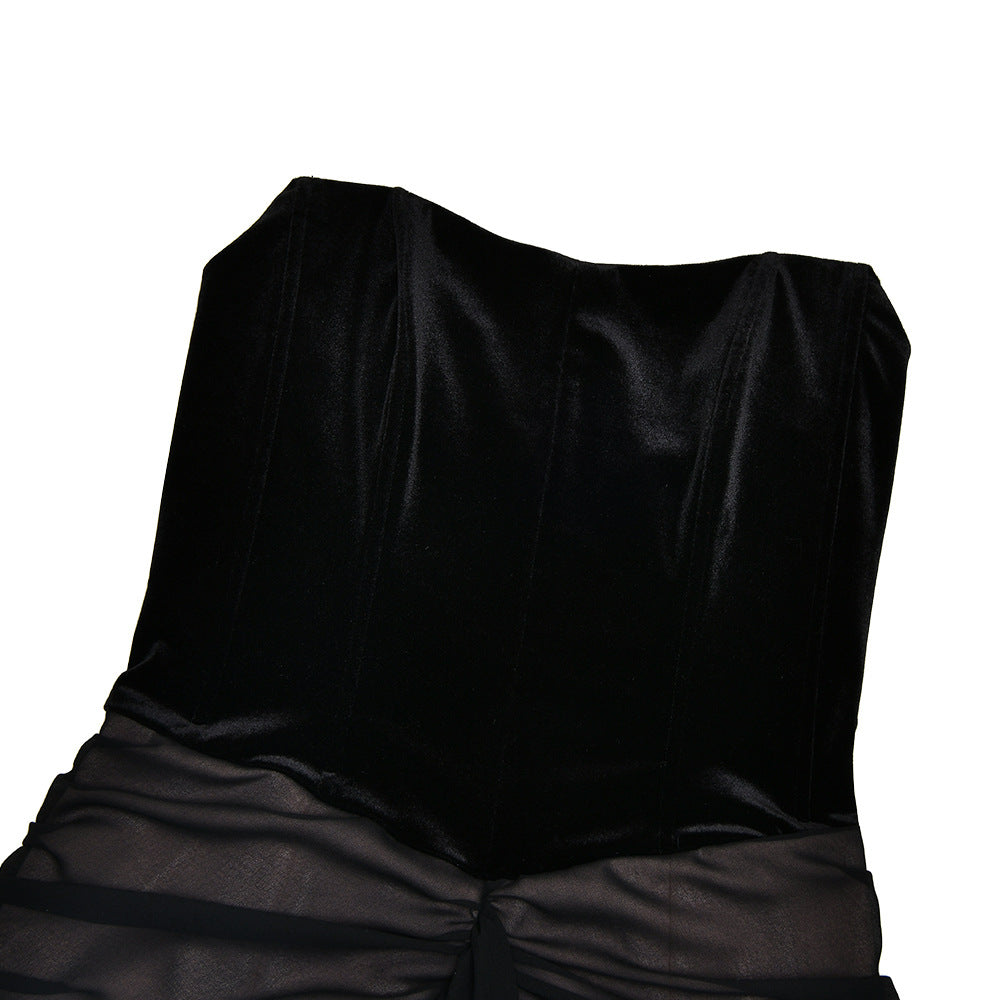 Ruched backless contrast tube maxi dress  | Festival Outfits Women