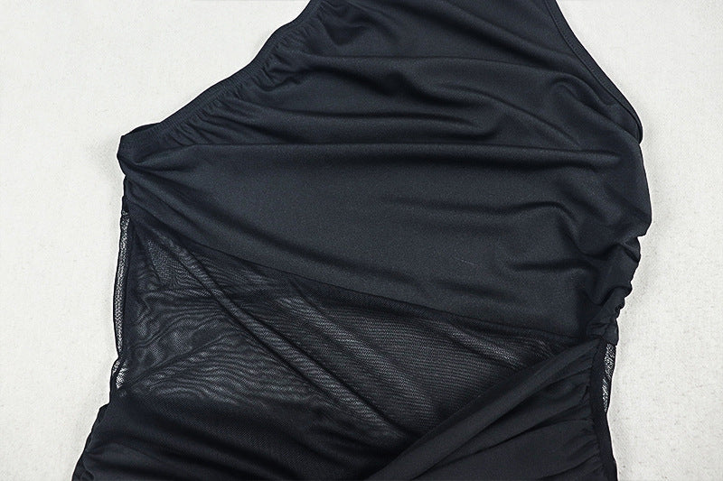 One shoulder ruched irregular solid mini dress  | Festival Outfits Women