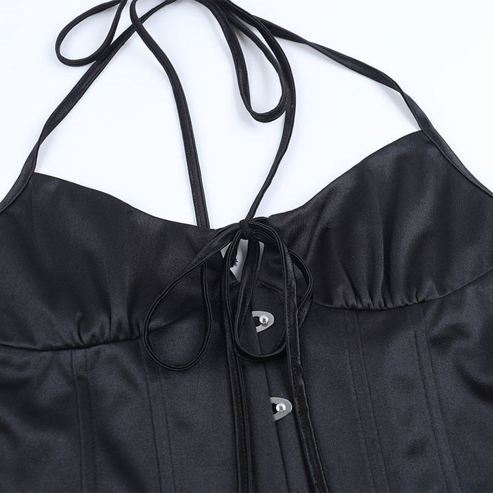 Halter self tie u neck backless button top  | Festival Outfits Women