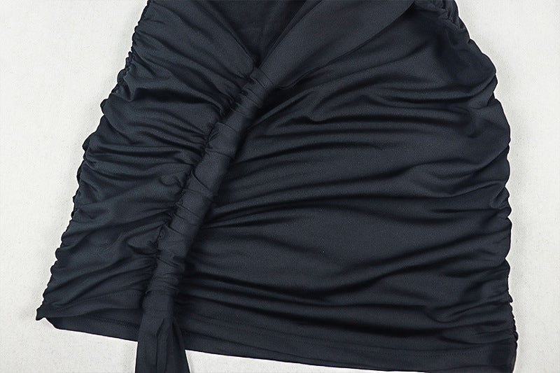 One shoulder ruched irregular solid mini dress  | Festival Outfits Women