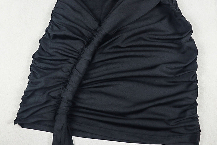 One shoulder ruched irregular solid mini dress  | Festival Outfits Women