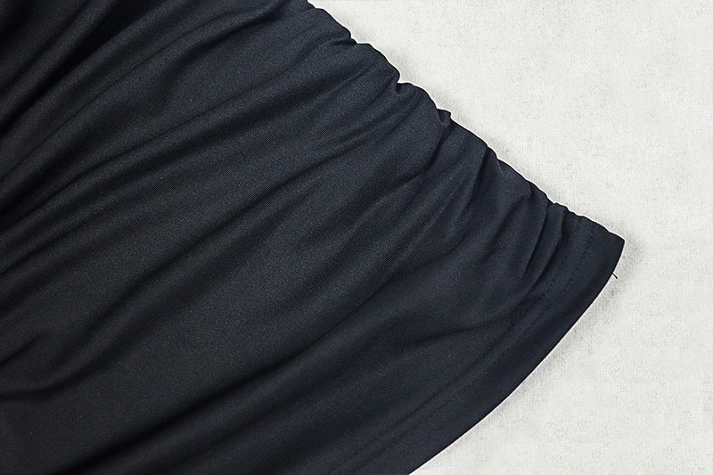 One shoulder ruched irregular solid mini dress  | Festival Outfits Women